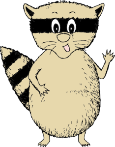 Waving Cartoon Racoon Clip Art